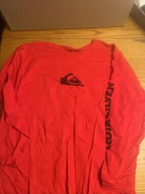 Y2K Quiksilver Long Sleeve Red T-Shirt Mens XXL Center Logo